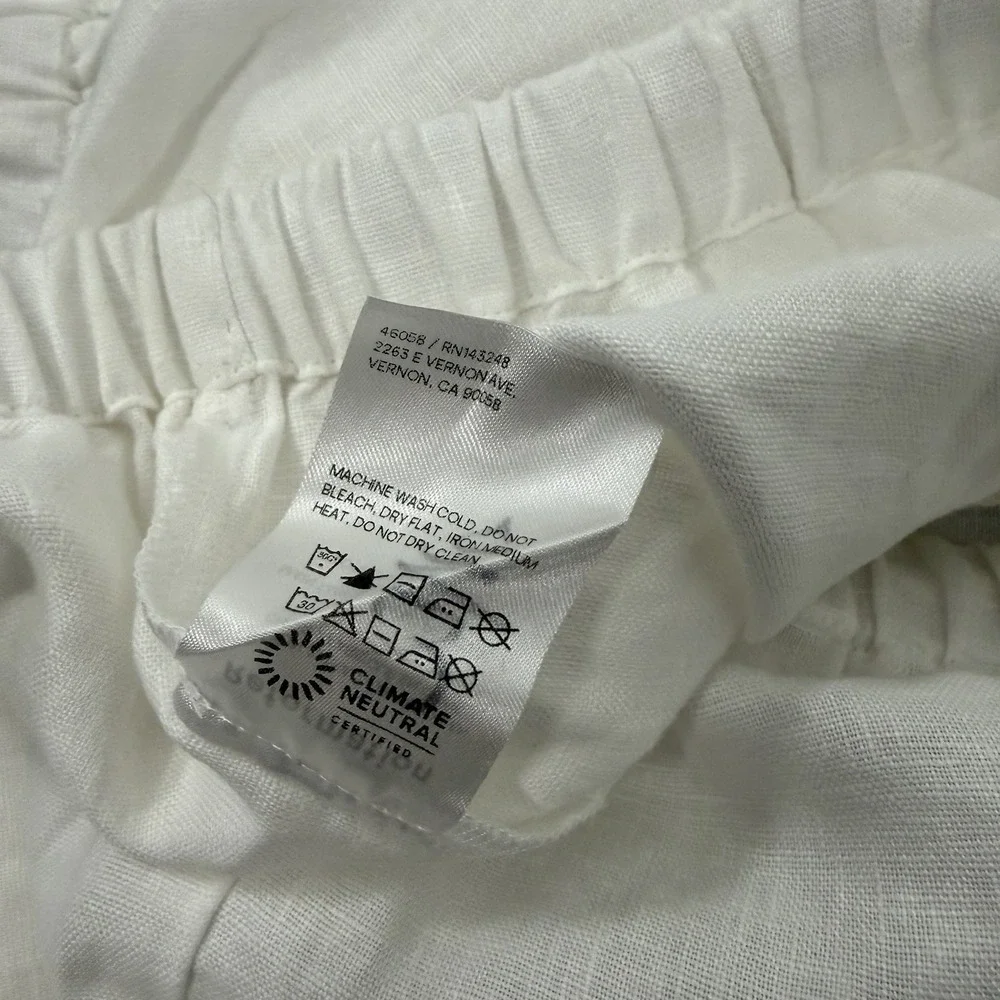 Reformation Olina 100% Linen Pants Womens Medium White Drawstring Beach Boho